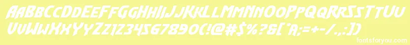 Шрифт Flashrogersexpandital – белые шрифты на жёлтом фоне