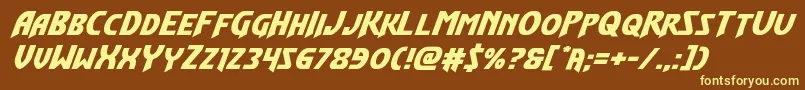 Flashrogersexpandital-fontti – keltaiset fontit ruskealla taustalla