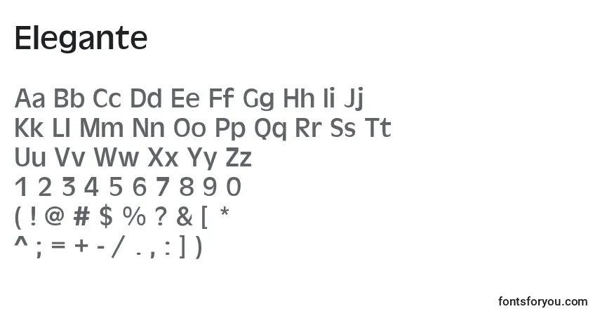 A fonte Elegante – alfabeto, números, caracteres especiais
