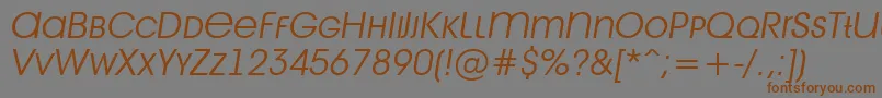 AAvantetitlercpslcLightitalic-Schriftart – Braune Schriften auf grauem Hintergrund