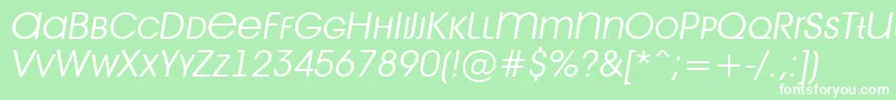 Шрифт AAvantetitlercpslcLightitalic – белые шрифты на зелёном фоне