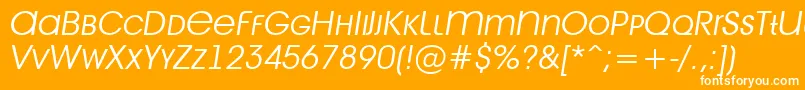Weitere Informationen zur AAvantetitlercpslcLightitalic-Schriftart AAvantetitlercpslcLightitalic-Schriftart – Weiße Schriften auf orangefarbenem Hintergrund