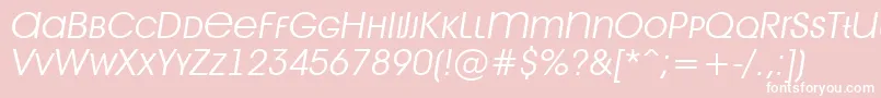 Fonte AAvantetitlercpslcLightitalic – fontes brancas em um fundo rosa