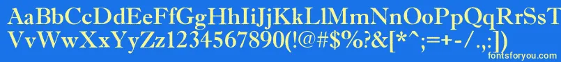 AAntiquetradyrgh Font – Yellow Fonts on Blue Background