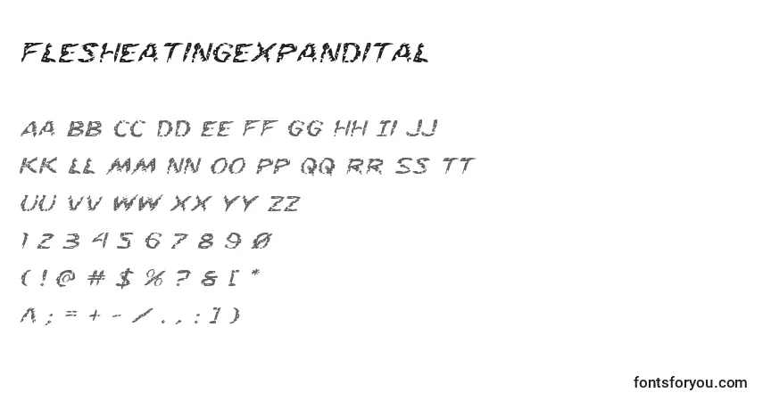Schriftart Flesheatingexpandital – Alphabet, Zahlen, spezielle Symbole