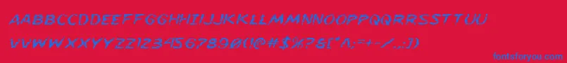 Flesheatingexpandital Font – Blue Fonts on Red Background