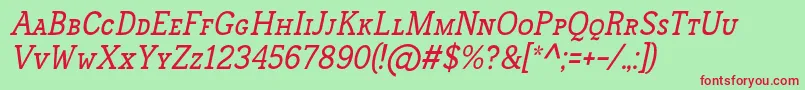 FrontenacSmallcapsItalic Font – Red Fonts on Green Background