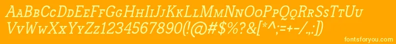 FrontenacSmallcapsItalic Font – Yellow Fonts on Orange Background