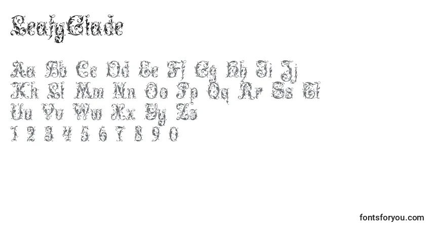 A fonte LeafyGlade – alfabeto, números, caracteres especiais