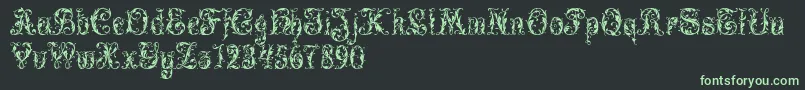 フォントLeafyGlade – 黒い背景に緑の文字