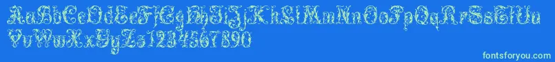 LeafyGlade Font – Green Fonts on Blue Background