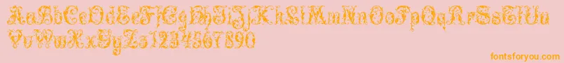 LeafyGlade-Schriftart – Orangefarbene Schriften auf rosa Hintergrund