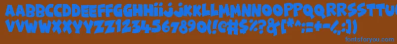 Weitere Informationen zur FunnyCute-Schriftart FunnyCute-Schriftart – Blaue Schriften auf braunem Hintergrund