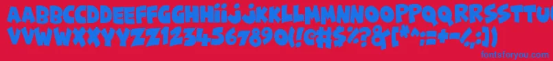 FunnyCute-Schriftart – Blaue Schriften auf rotem Hintergrund
