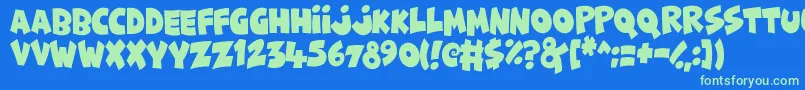 FunnyCute Font – Green Fonts on Blue Background