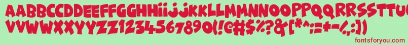 FunnyCute Font – Red Fonts on Green Background