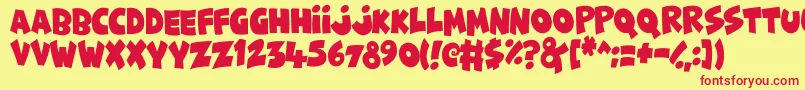 Fonte FunnyCute – fontes vermelhas em um fundo amarelo