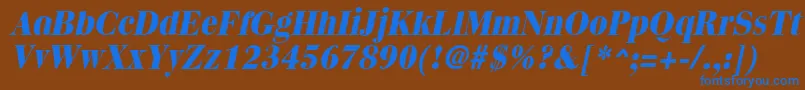 Saiba mais sobre a fonte QuantasextraboldItalic Fonte QuantasextraboldItalic – fontes azuis em um fundo marrom