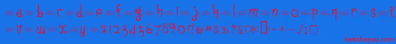 FuuRge-Schriftart – Rote Schriften auf blauem Hintergrund