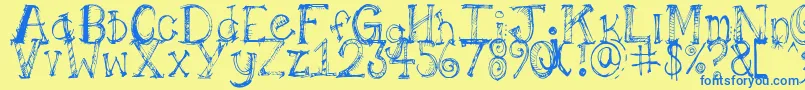 Pilotllj Font – Blue Fonts on Yellow Background
