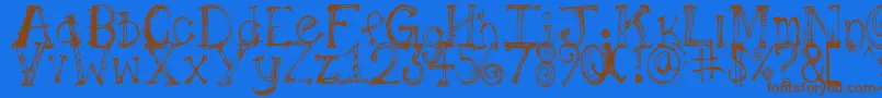 Pilotllj-Schriftart – Braune Schriften auf blauem Hintergrund