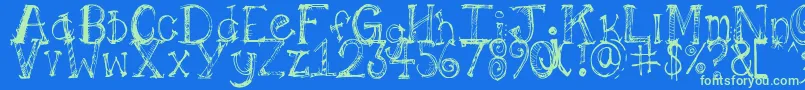 Pilotllj Font – Green Fonts on Blue Background