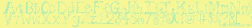 Pilotllj Font – Green Fonts on Yellow Background