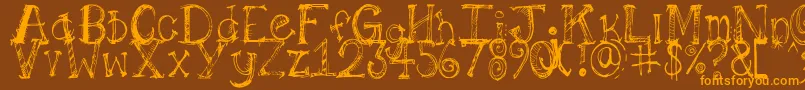 Pilotllj Font – Orange Fonts on Brown Background