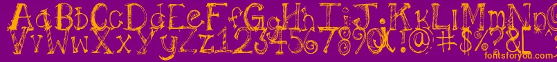 Pilotllj-fontti – oranssit fontit violetilla taustalla