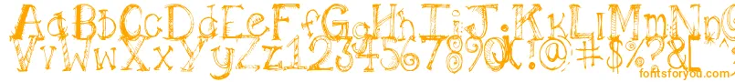 Pilotllj-Schriftart – Orangefarbene Schriften auf weißem Hintergrund