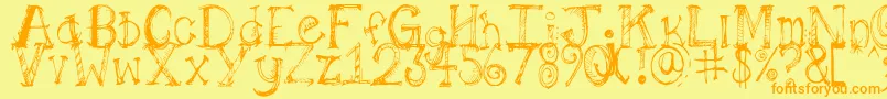 Pilotllj Font – Orange Fonts on Yellow Background