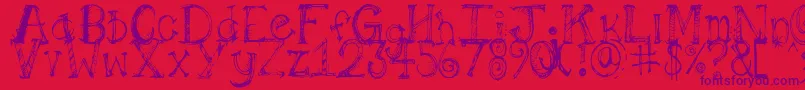 Pilotllj-Schriftart – Violette Schriften auf rotem Hintergrund