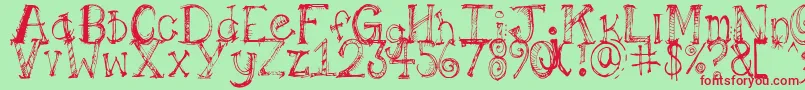 Pilotllj-Schriftart – Rote Schriften auf grünem Hintergrund