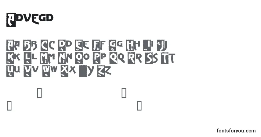 A fonte Advegd – alfabeto, números, caracteres especiais