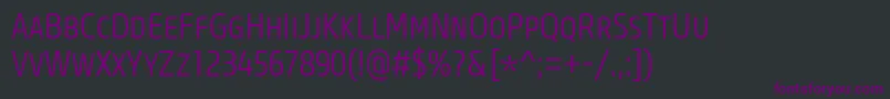 Czcionka CoreSansMSc37CnLight – fioletowe czcionki na czarnym tle