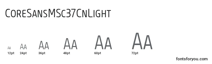 Размеры шрифта CoreSansMSc37CnLight