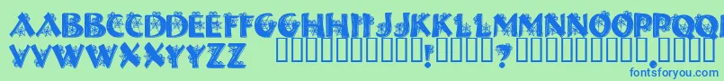 More about Halls ffy Font Halls ffy Font – Blue Fonts on Green Background