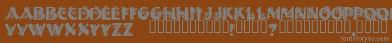 Weitere Informationen zur Halls ffy-Schriftart Halls ffy-Schriftart – Graue Schriften auf braunem Hintergrund
