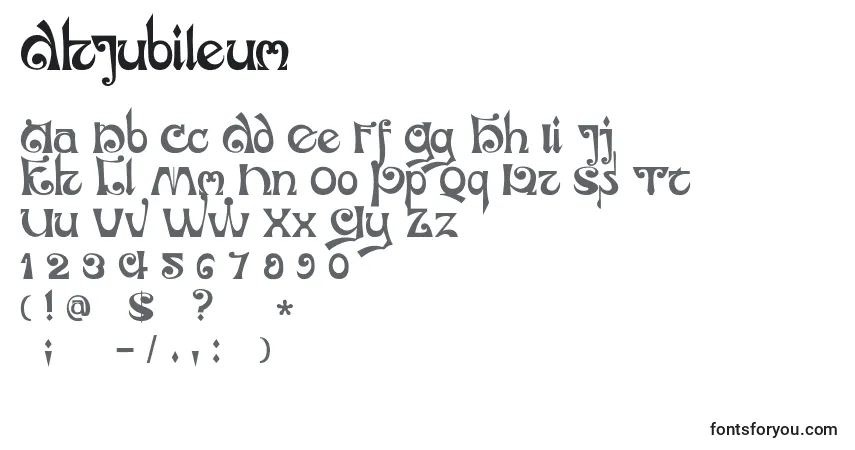 Schriftart DkJubileum – Alphabet, Zahlen, spezielle Symbole