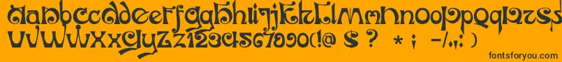 Fonte DkJubileum – fontes pretas em um fundo laranja
