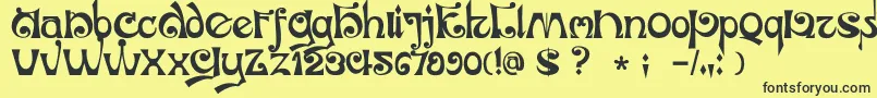 Шрифт DkJubileum – чёрные шрифты на жёлтом фоне