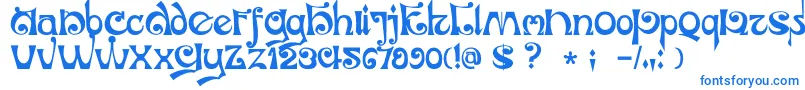 フォントDkJubileum – 白い背景に青い文字