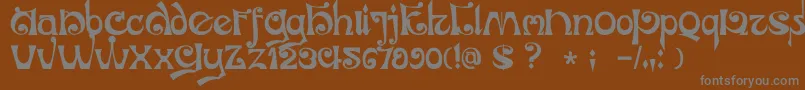 フォントDkJubileum – 茶色の背景に灰色の文字