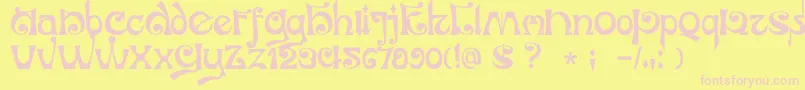 DkJubileum Font – Pink Fonts on Yellow Background