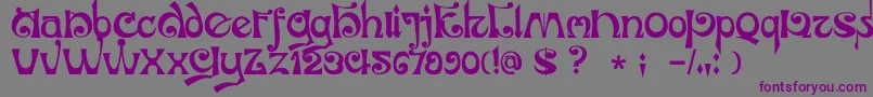 フォントDkJubileum – 紫色のフォント、灰色の背景