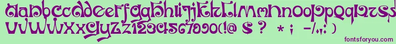 DkJubileum-Schriftart – Violette Schriften auf grünem Hintergrund