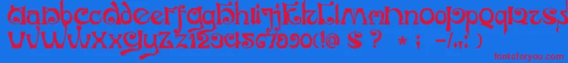 フォントDkJubileum – 赤い文字の青い背景