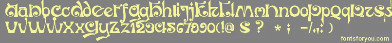 DkJubileum-Schriftart – Gelbe Schriften auf grauem Hintergrund