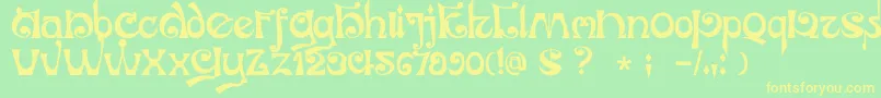 DkJubileum-Schriftart – Gelbe Schriften auf grünem Hintergrund