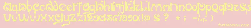 DkJubileum-Schriftart – Gelbe Schriften auf rosa Hintergrund